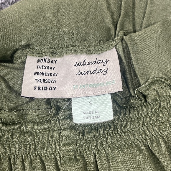 Anthropologie‎ Saturday Sunday Viscose Silky Wideleg Pant Women S Green Hippie - Picture 8 of 10